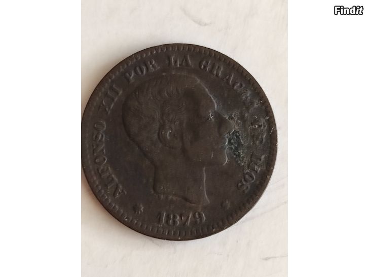 Myydään 1879 Spain 5 cents