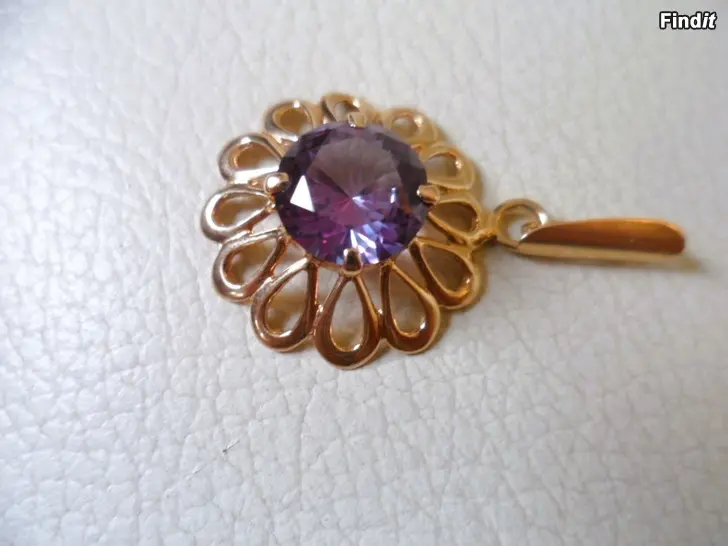 Myydään Ametisti riipus 2,9g Kulta 14K Vintage Turkukorut Pekka Aulin