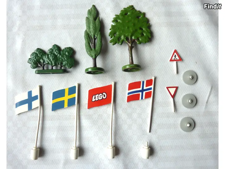 Myydään vanhoja Lego-lippuja ja pensaita