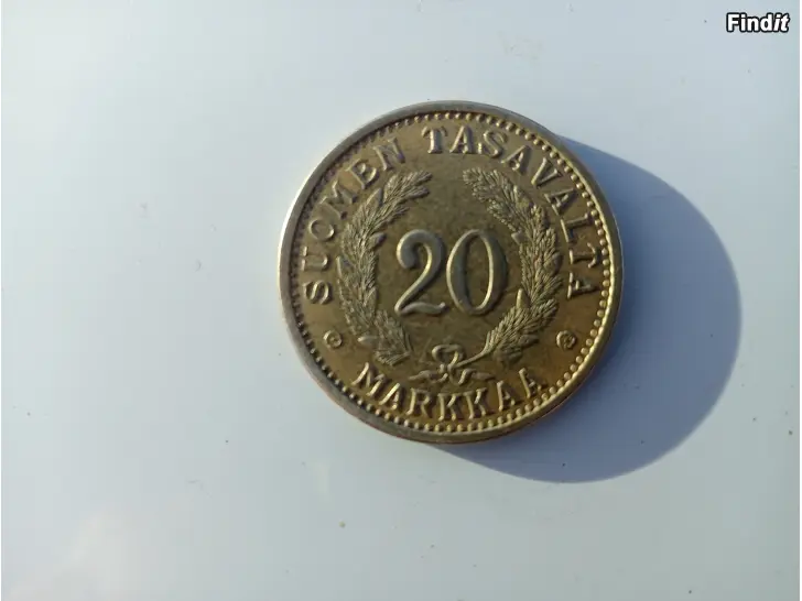 Myydään 20 markan kolikko vuodelta 1938