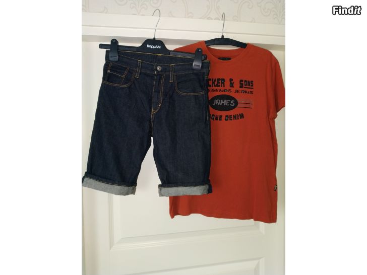 Säljes Nya jeans shorts 146 och t-shirt 150