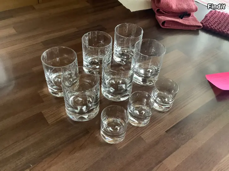 Säljes Tapio Wirkkala Jäänsärkijä 6 glas 3 snapsglas 2 ölstop