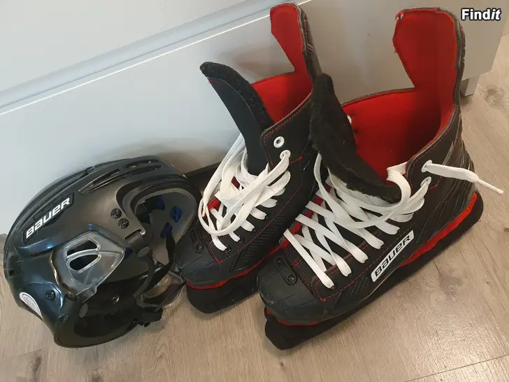 Myydään Bauer skridskor stl 40,5+hjälm