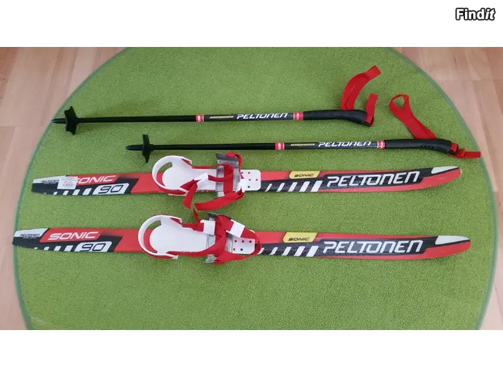 Myydään Peltonen Sonic ensisuksipakkaus sukset 90cm sauvat 70cm -hinta 22e