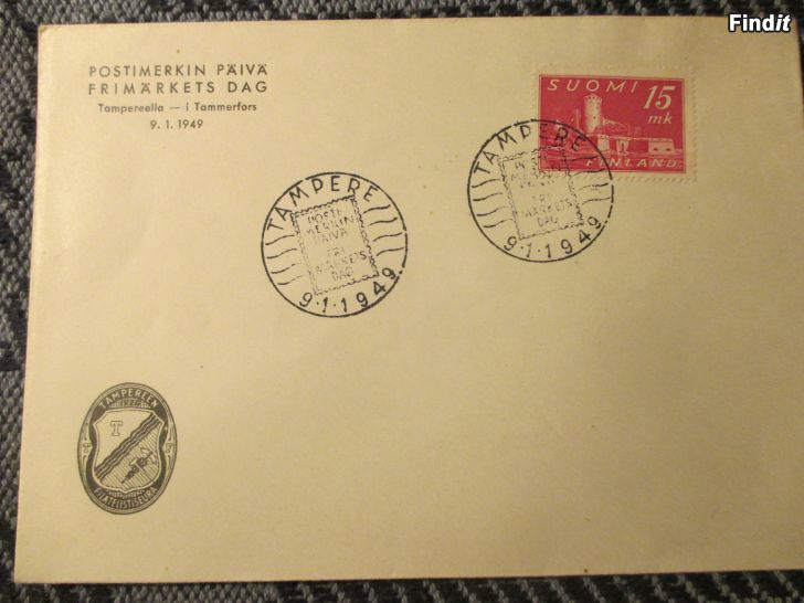 Myydään TAMPERE 9.1.1949, Postimerkin päivä