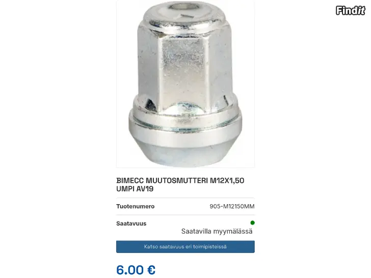 Myydään 20kpl muutosmutteri /epäkesko mutteri