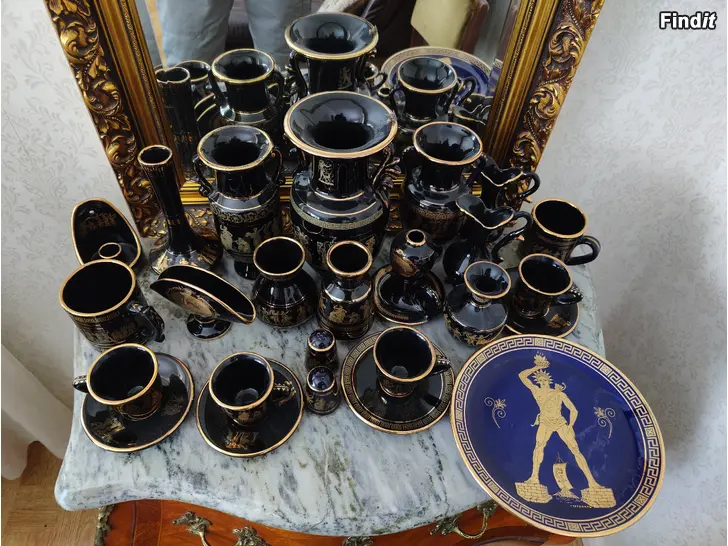 Säljes Grekisk keramikserie i 24 karat guld
