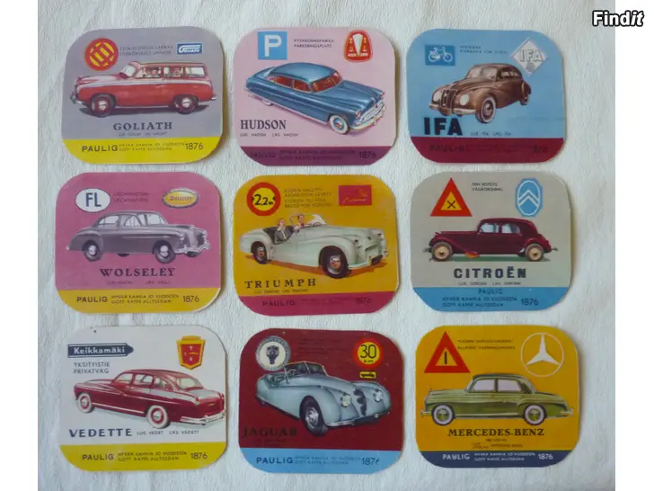 Säljes Pauligin pahvisia kahvipakettikortteja