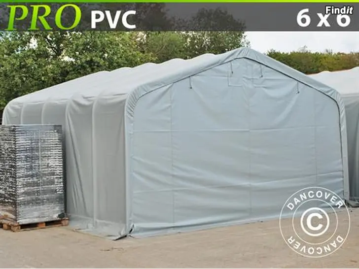 Säljes Lagertält PRO 6,0 x 6,0 x 3,7 m Grå nu 24460