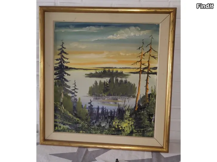 Säljes Järvimaisemakuva koko korkeus 55cm leveys 50cm