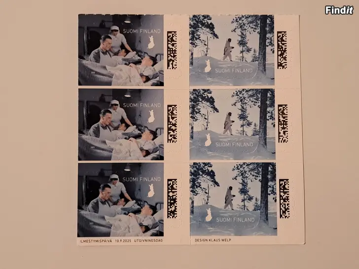 Säljes Postimerkkejä/sotaveteraani -aiheisia ikimerkkejä, 6 kpl