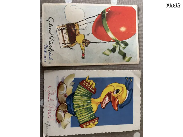 Myydään två gamla söta påskkort