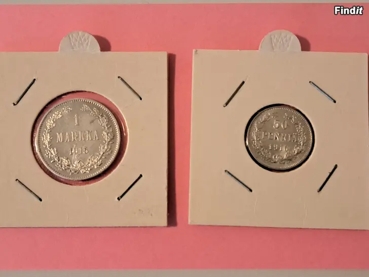 Myydään Hopearahat 50p ja 1 mk, huippukuntoiset
