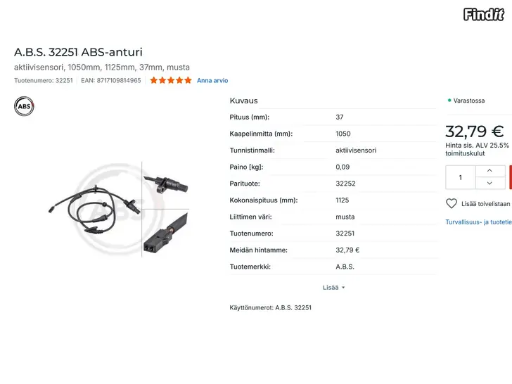 Myydään VAG autoihin takapyörän laakeri ja ABS anturi