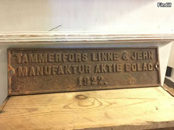 Säljes Gjutjärnsskylt