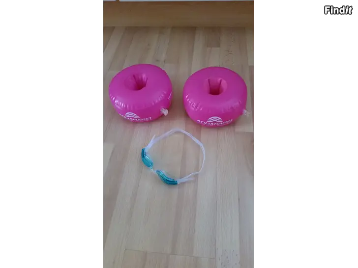 Myydään Aquarapid pinkki kellukkeet ja uimalasit -8e