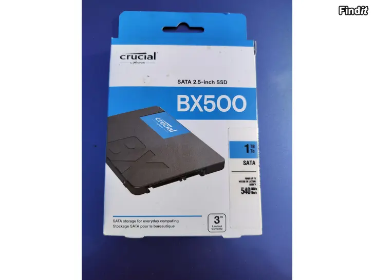 Säljes Crucial 1TB BX500, 2.5 SSD-levy  Uusi
