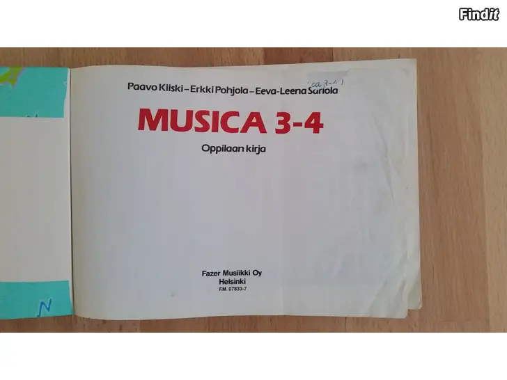 Myydään Musica 3-4 oppilaan kirja Fazer Musiikki Oy -hinta 6e