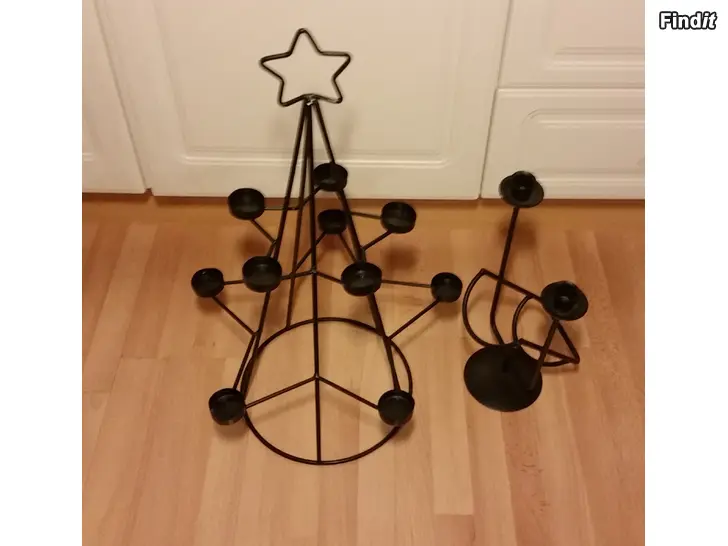 Säljes Tuikkuteline ja kynttiläteline musta metalli   -6e