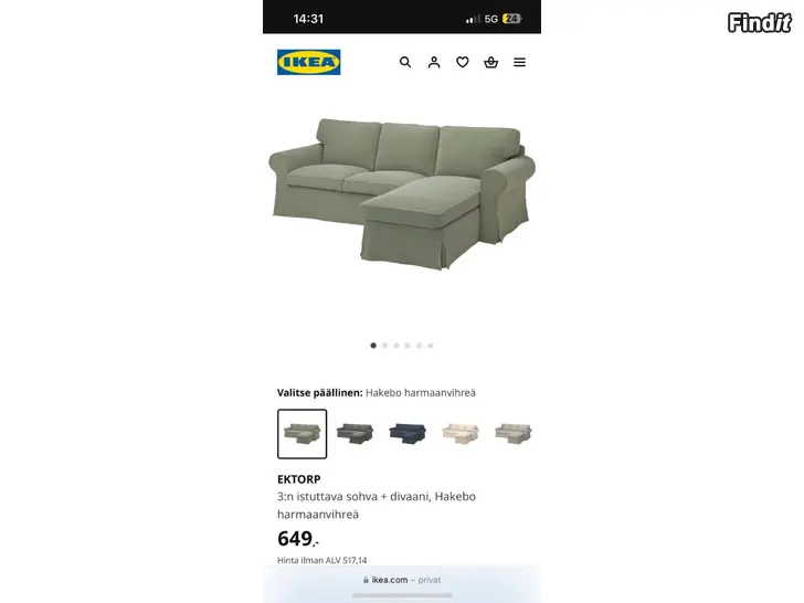 Myydään Ikea ektorp soffa