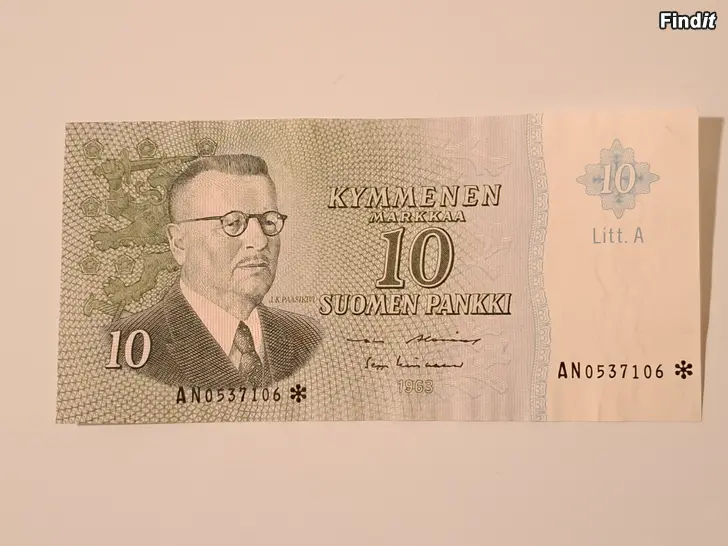 Myydään Seteli 10 mk 1963 tähti
