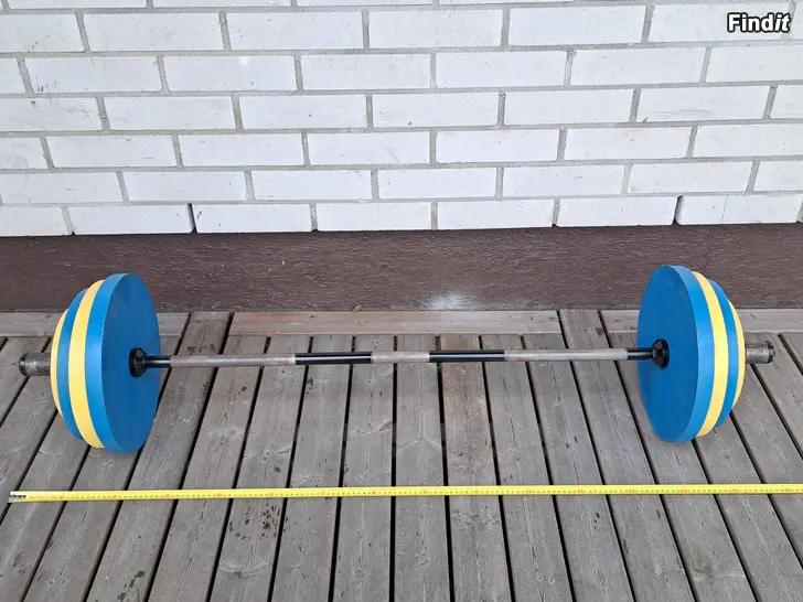 Myydään Painonnostotanko + levyt, yht. n. 80 kg