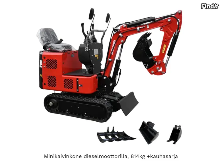 Säljes Minikaivinkone, tyvitaitto ja kauhasarja