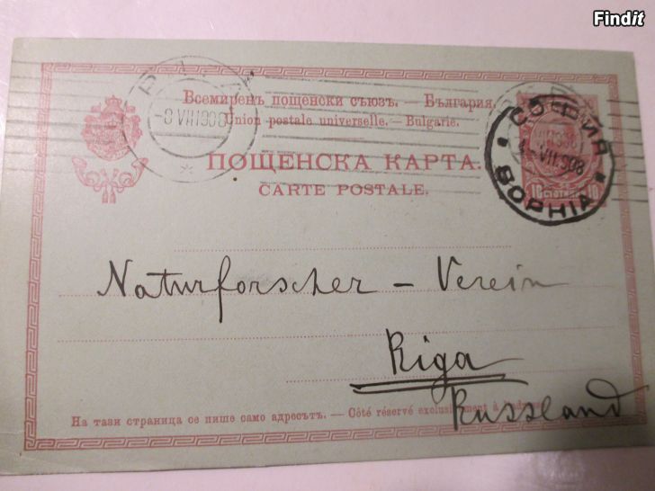 Myydään 1908. SOFIA - RIIKA, Luonnontieteilijöiden Yhdistykselle