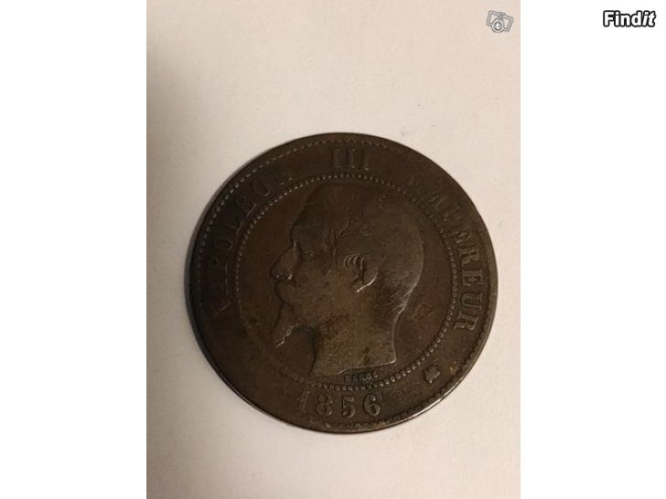 Myydään 1856 10 centimes, France