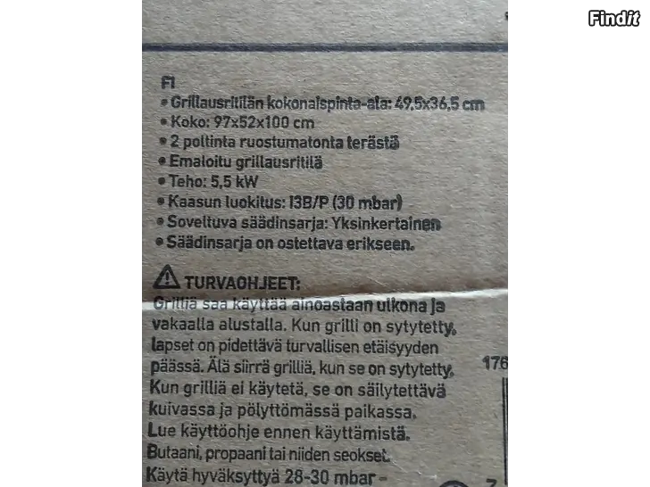 Myydään Kaasu grilli uusi