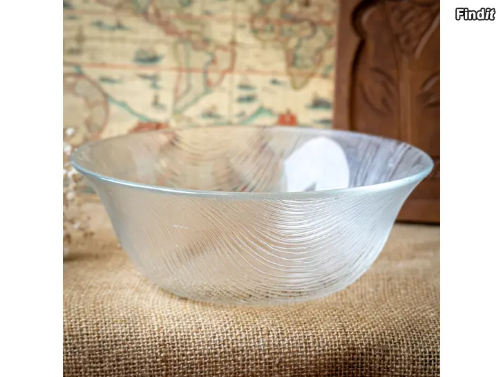 Myydään Vintage Iittala Lasinen Tarjoilukulho Maininki 70-luvulta - Upea Retro Lasikulho