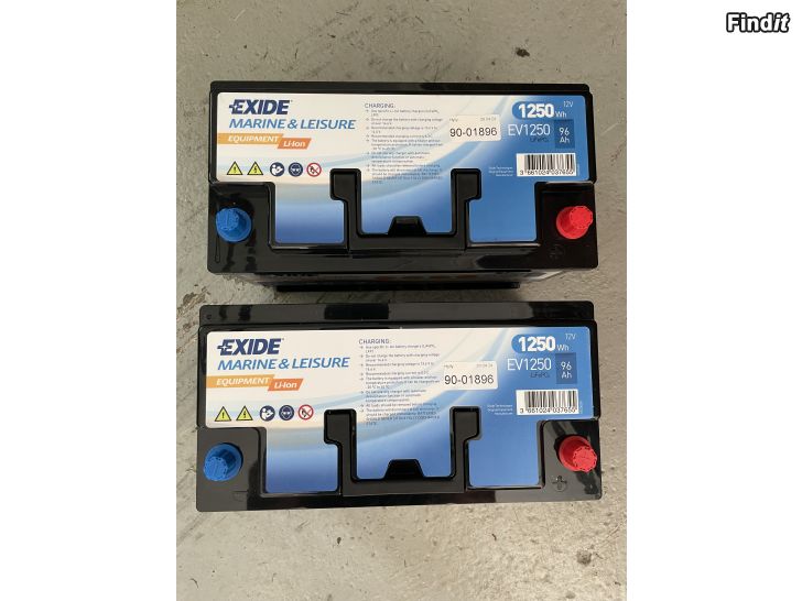 Säljes Exide 96ah 1250Wh litiumbatterier