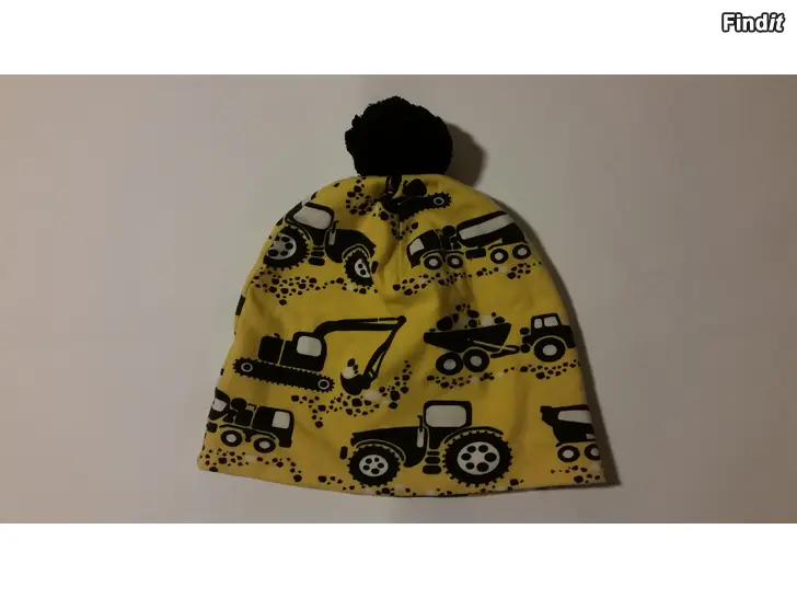 Säljes Lasten työkone printtipipo keltainen-musta joustinneule 2e