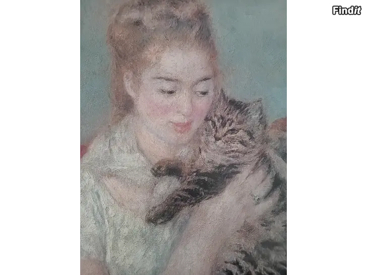 Myydään Woman with cat 1875 Pierre-Auguste Renoir art print
