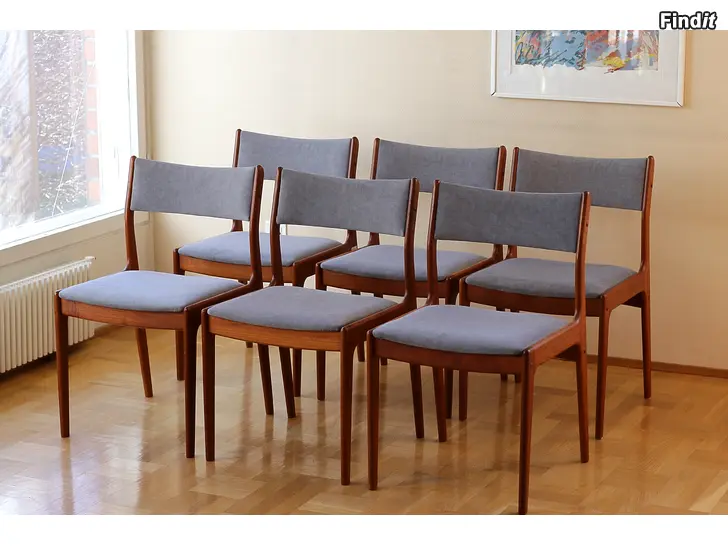 Myydään Johannes Andersen / Uldum Møbelfabrik -ruokapöydän tuolit sarja