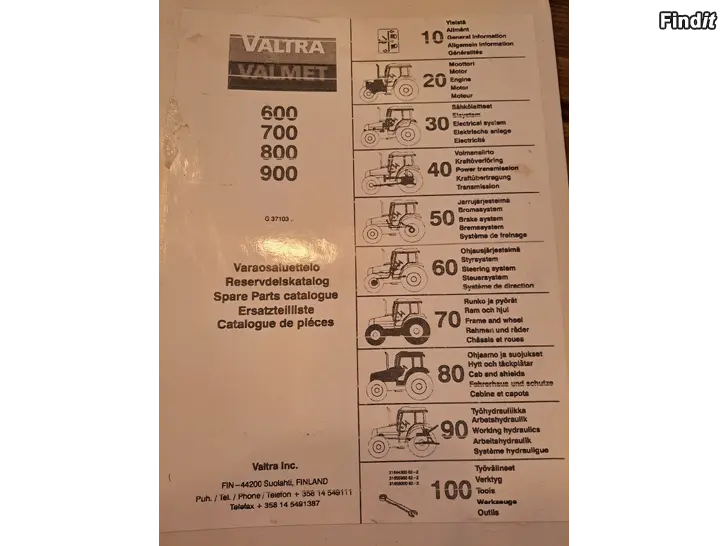 Säljes Reservdelskatalog till Valtra/Valmet A-serien 600-900