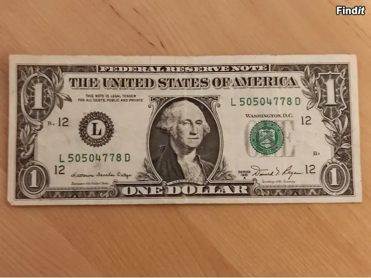 Säljes One Dollar 1981, seteli