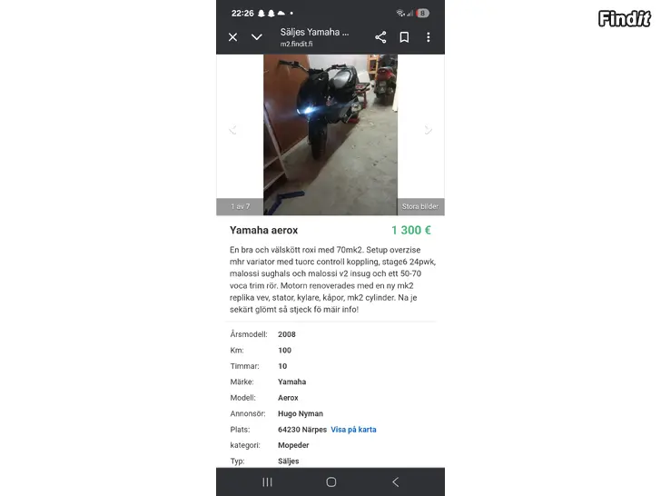 Säljes Yamaha aerox