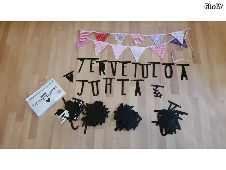 Myydään Kangas lippuviiri -pahvikirjaimet lastenjuhliin - juhliin - hinta 2e