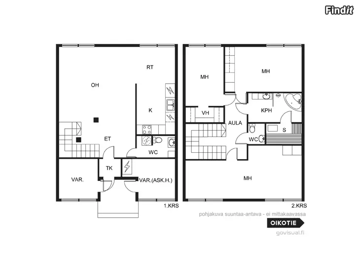 Myydään Kirkkokatu 17 Kaskinen. 113 m2 asuintilaa. 3 erillistä mh, 2 kph, 2 oh, sauna, oma piha, autokatos