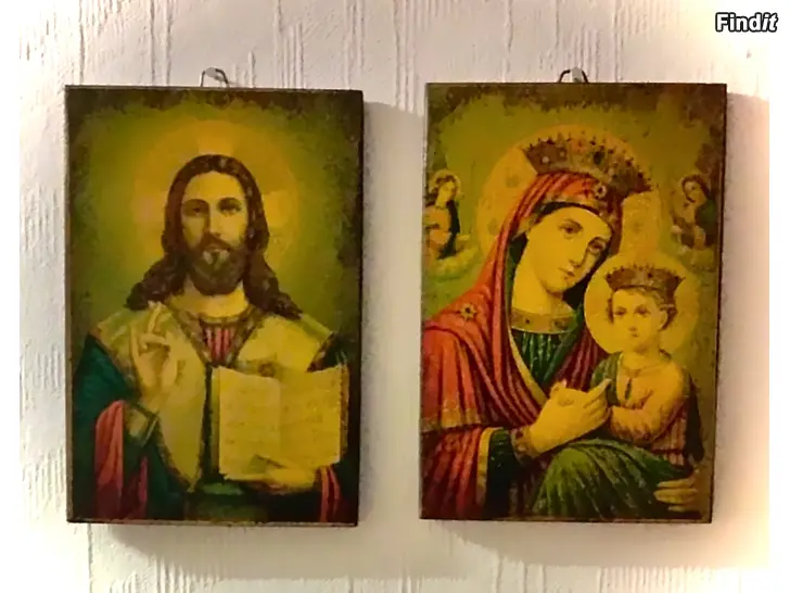 Säljes Ikoni Jesuksesta sekä Neitsyt Mariasta joka pitää Jeesus-lasta sylissään