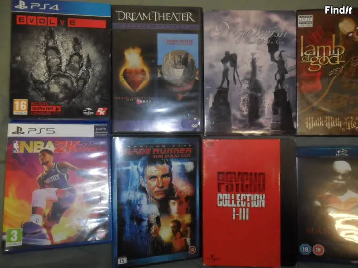 Myydään erä sekalaisia pelejä leffoja musa dvd 13 kpl