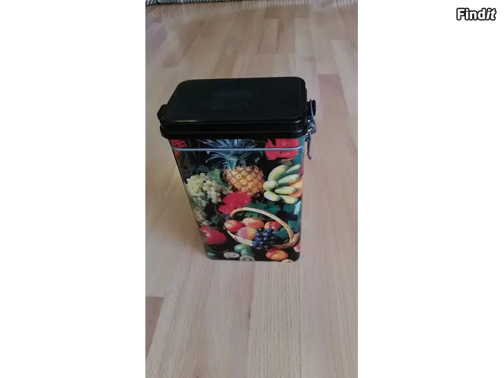 Myydään Vintage kahvipurkki peltipurkki hedelmäaiheinen 5e