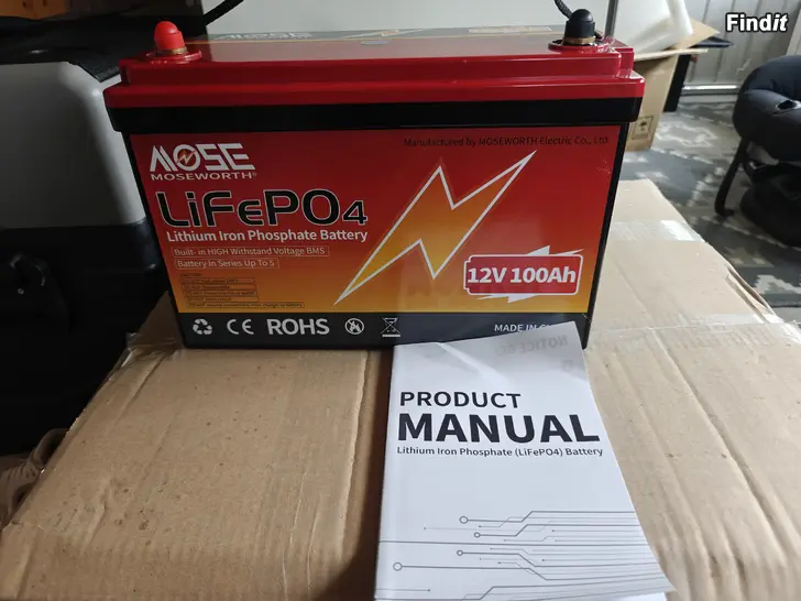 Myydään 100Ah LiFePo4 12V Akku 1280Wh uusi
