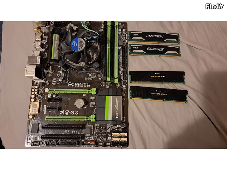 Säljes 32GB RAM DDR3 1600 MHz, moderkort Intel Core i7 CPU o fläkt