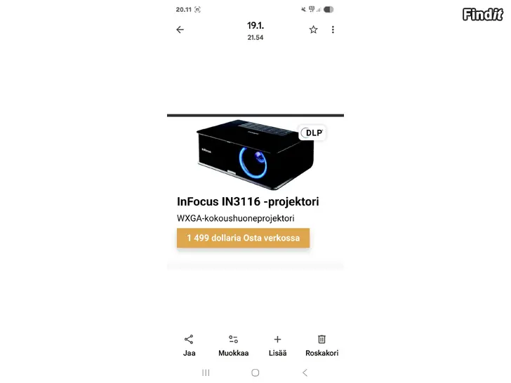 Myydään INFOCUS VIDEOTYKKI + SUOJALAUKKU