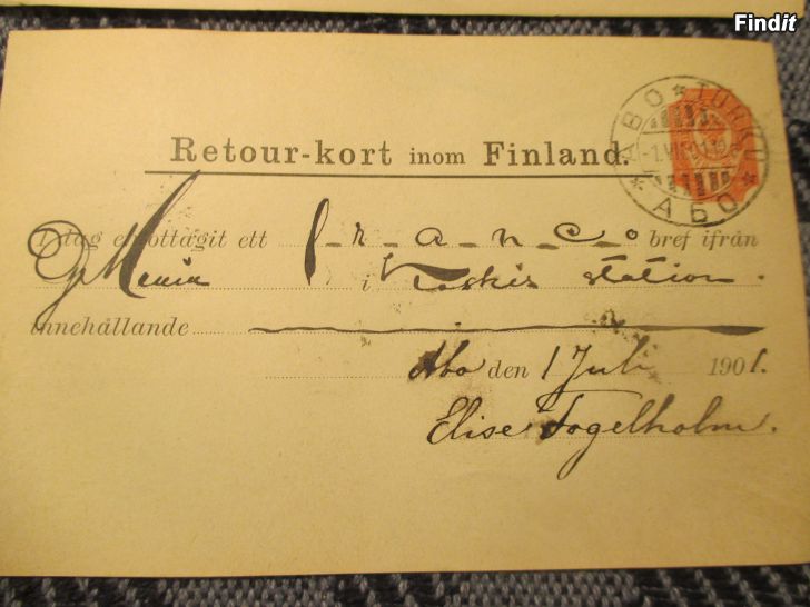 Myydään PALUUKUITIT, 1891 ja 1901, Kerava as ja Koski as