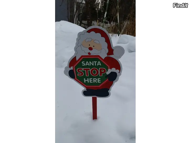 Myydään SANTA STOP HERE kyltti-5e