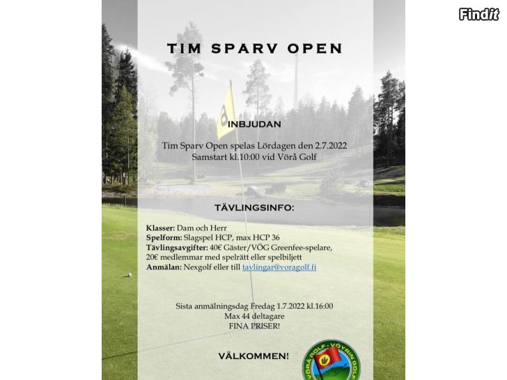 Säljes Tim Sparv Open golftävling i Vörå