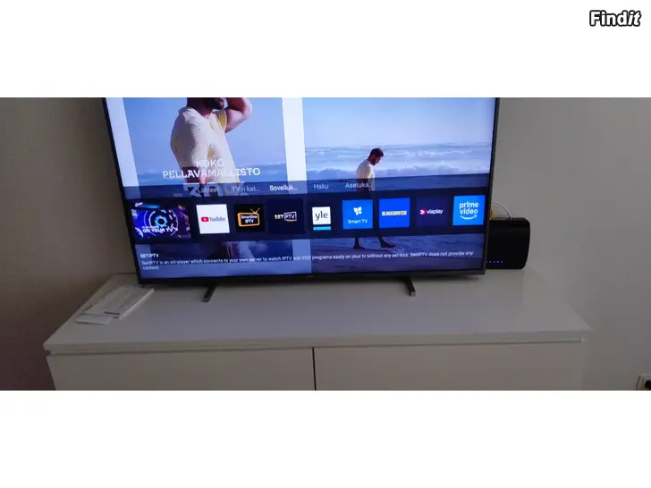 Säljes Myydään 2023 ostettu smart TV Philips 55  4K UHD whit Abbiligyt-3sided